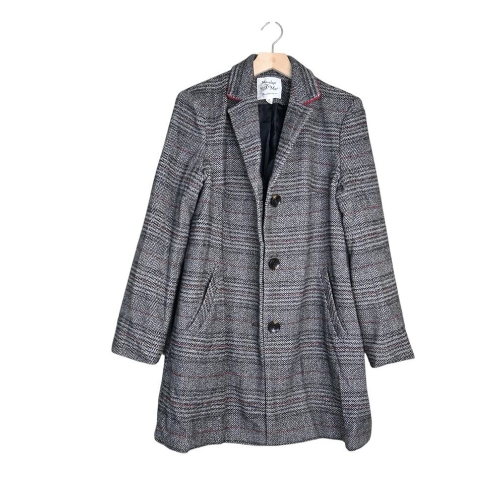 Maralyn & Me Womens XL Gray Plaid Lined Coat